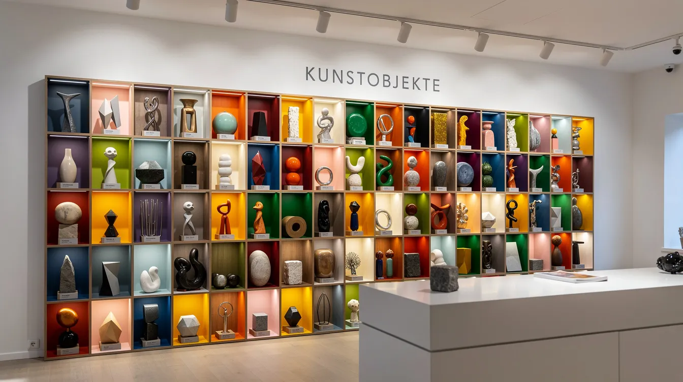 Eine bunte Regalwand im Pop Mart Store zeigt eine Vielzahl von kleinen Kunstfiguren in verschiedenen Farben und Formen, die in einem modernen Ladengeschäft beleuchtet sind. Die Regale sind gefüllt mit Designer Toys und Collectibles, die das Erlebnis für Fans und Sammler in Berlin bereichern.