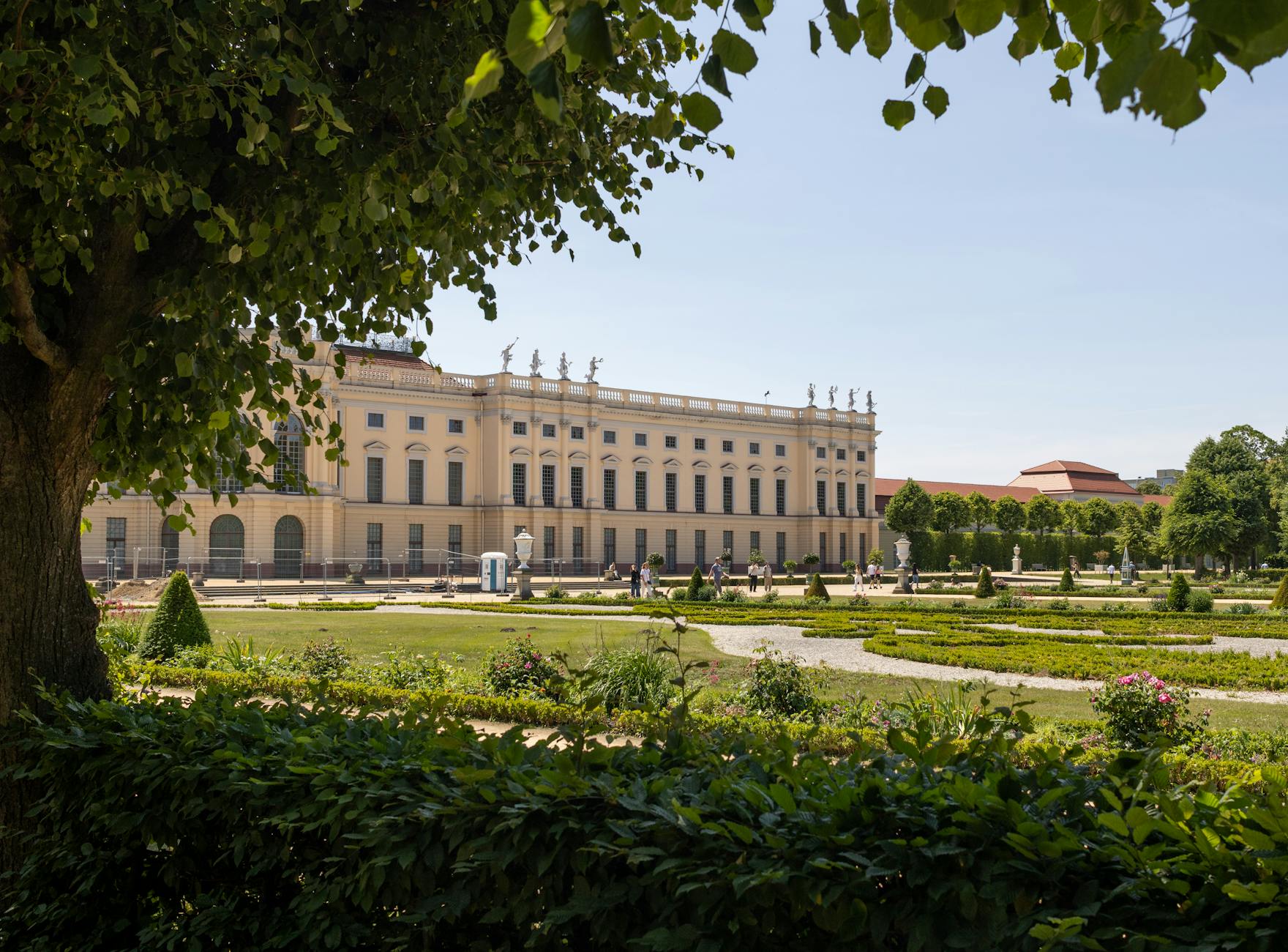 Explore the lush gardens of Charlottenburg Palace in Berlin, with classic architecture and scenic views.